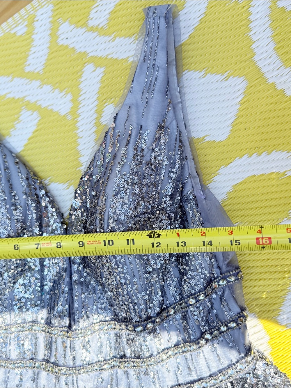 Silver Glitter Tulle Party Dress size 16 Jovani silver blue homecoming prom - Picture 9 of 10
